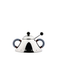 photo Alessi-Sugar bowl with spoon in 18/10 stainless steel and PA, light blue 1